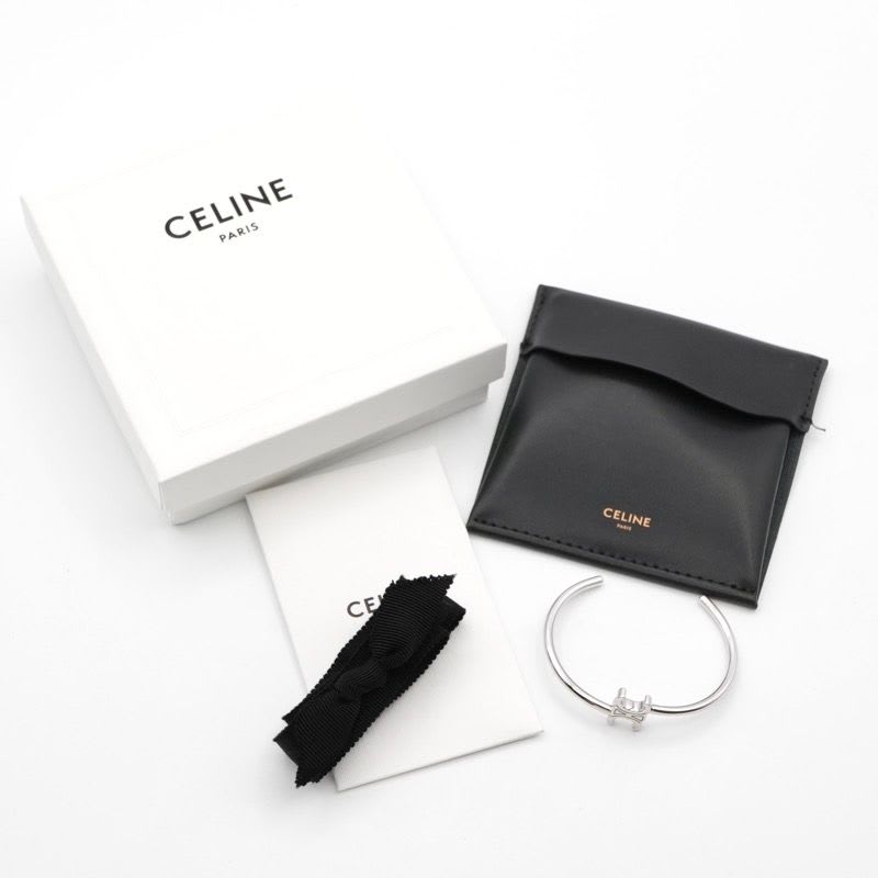 Celine Bracelet Bangle Cuff Silver Triomphe Asymmetric