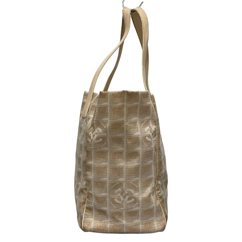 Chanel New Travel Line Tote MM Pink And White Leather