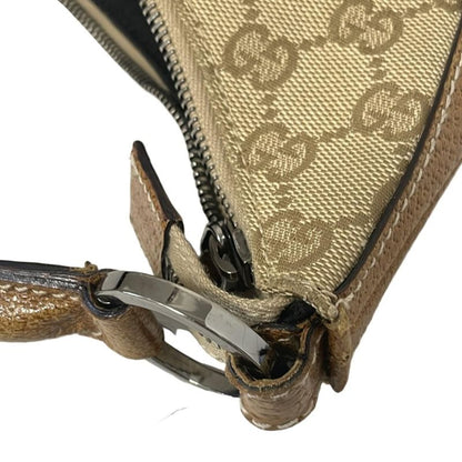 Gucci Handbag GG Pattern 124357 Beige And Light Brown Leather