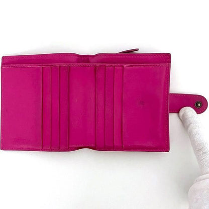 Bottega Veneta Bifold Wallet Pink Intrecciato Compact