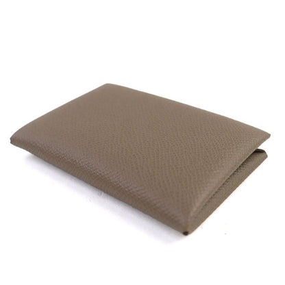 Hermes Calvi Vaux Epson Etoupe Silver Hardware Card Case Business Card Holder