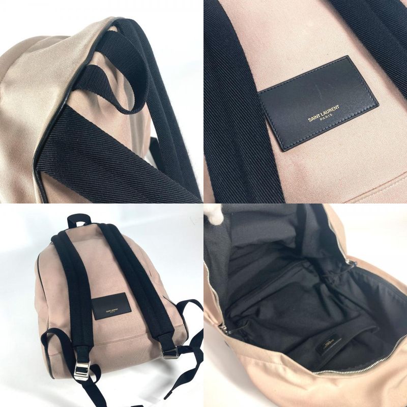 Saint Laurent Paris Backpack Sac Logo 326865 Canvas/leather Pink Beige
