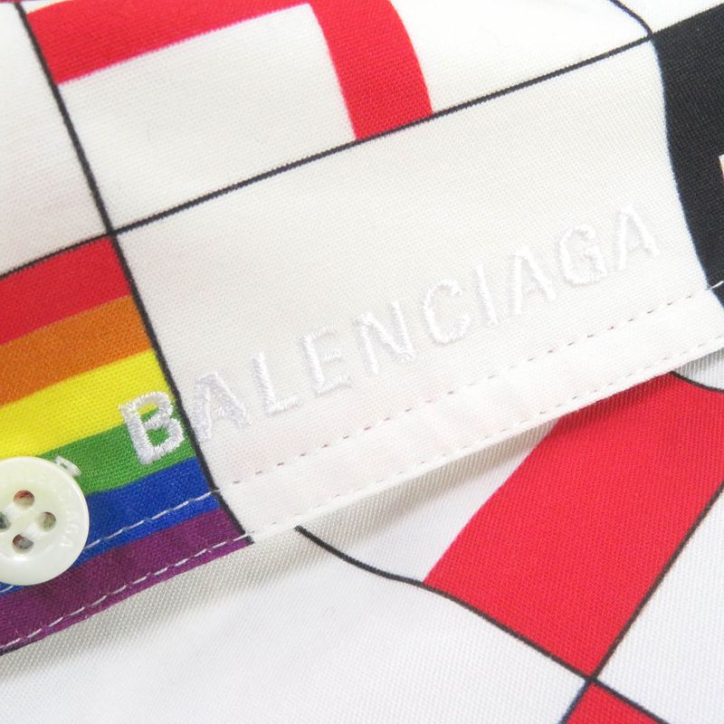 Balenciaga 18SS 556869 100% Cotton Flag Embroidered Logo Embroidery Oversized