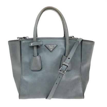 Prada Hand Shoulder Bag 2way Gray Leather 88ka908