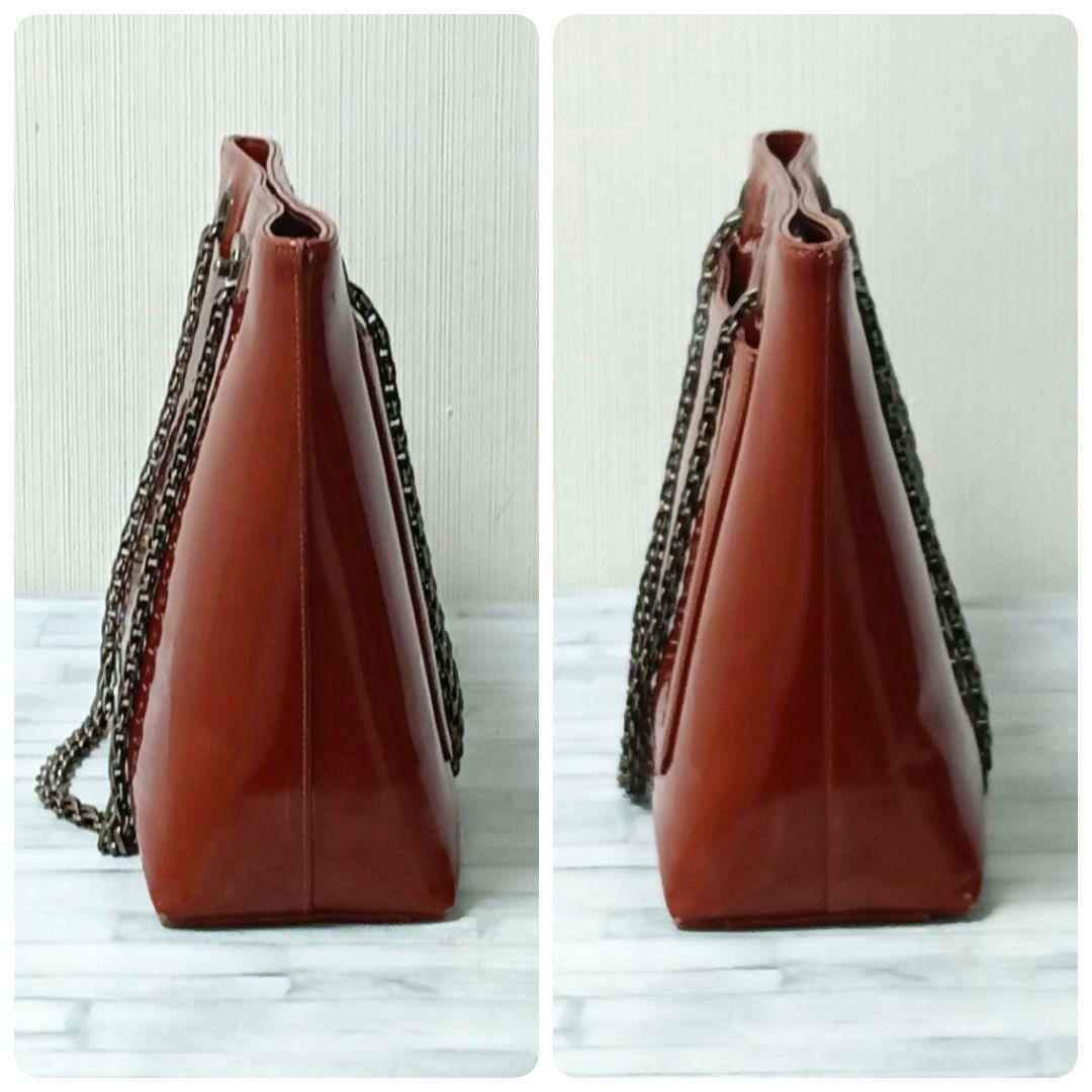 Chanel Chain Shoulder Enamel Red Brown Mademoiselle — view 3