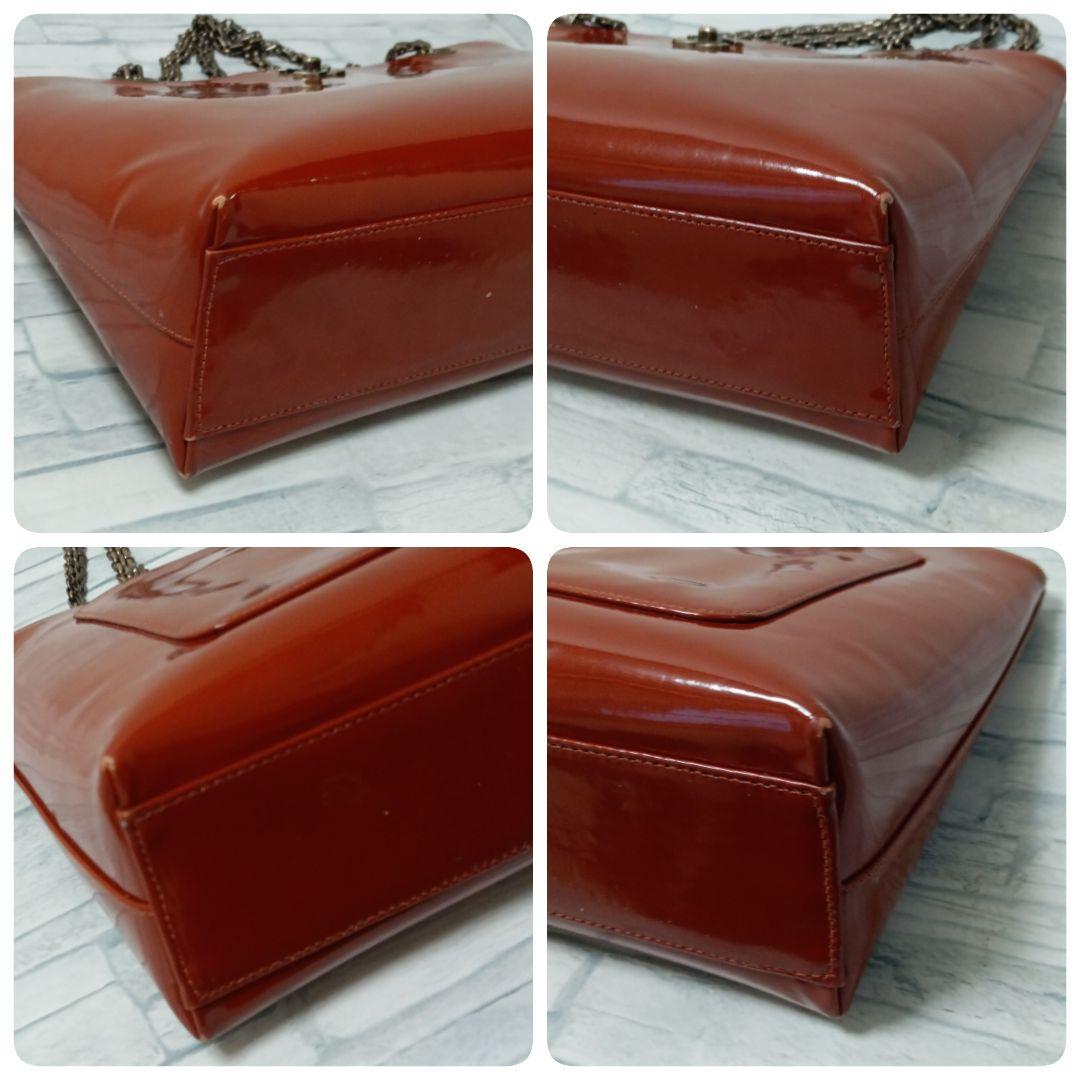 Chanel Chain Shoulder Enamel Red Brown Mademoiselle — view 4