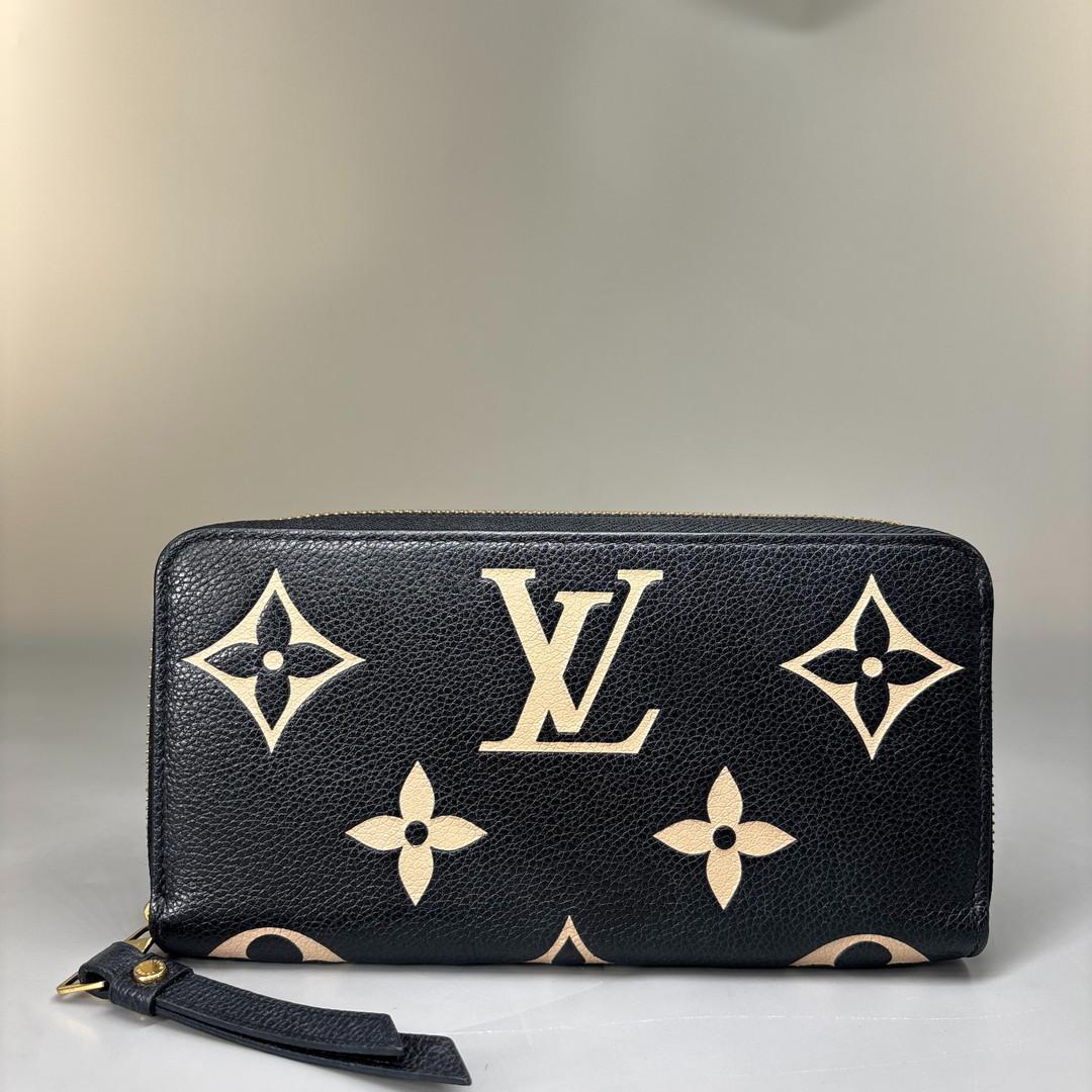 Louis Vuitton Monogram Empreinte Black Beige Long Wallet