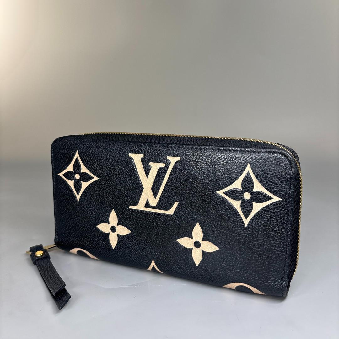 Louis Vuitton Monogram Empreinte Black Beige Long Wallet