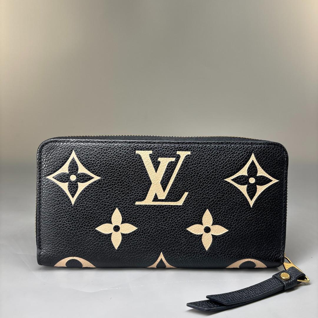 Louis Vuitton Monogram Empreinte Black Beige Long Wallet