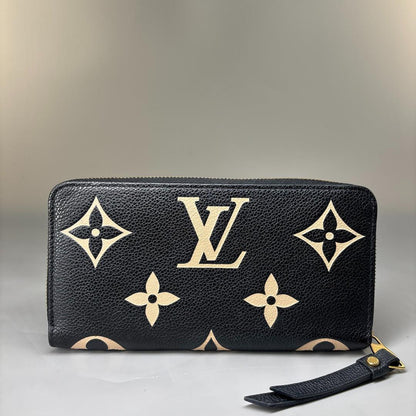 Louis Vuitton Monogram Empreinte Black Beige Long Wallet