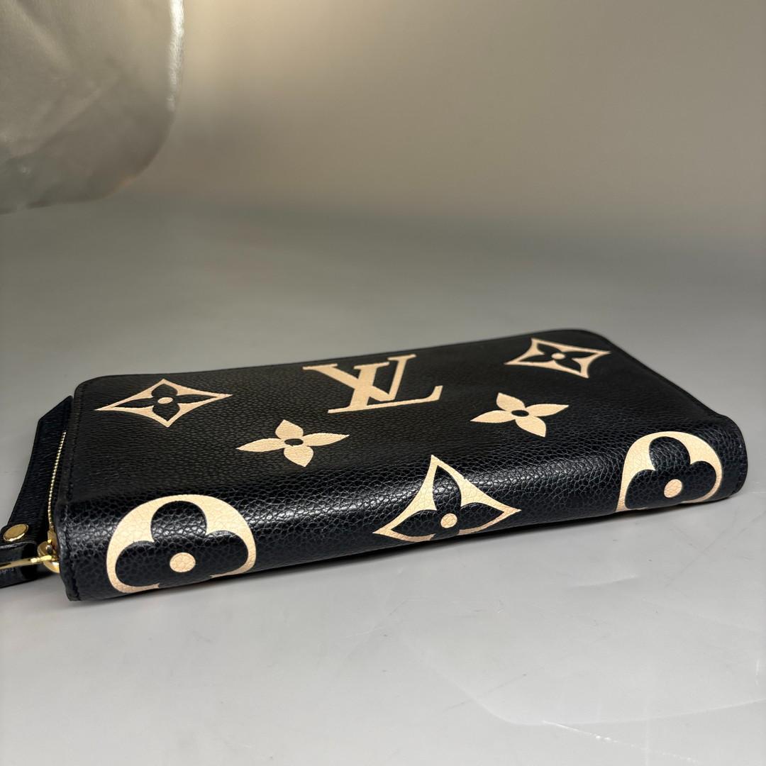 Louis Vuitton Monogram Empreinte Black Beige Long Wallet