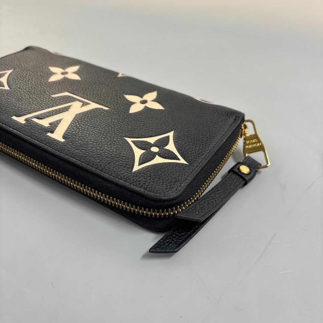 Louis Vuitton Monogram Empreinte Black Beige Long Wallet