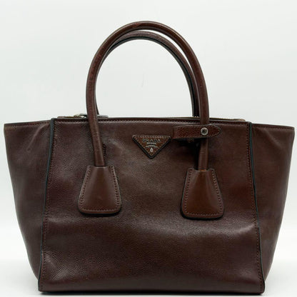 Prada Galleria Leather Handbag 2-Way Brown Triangle — view 2