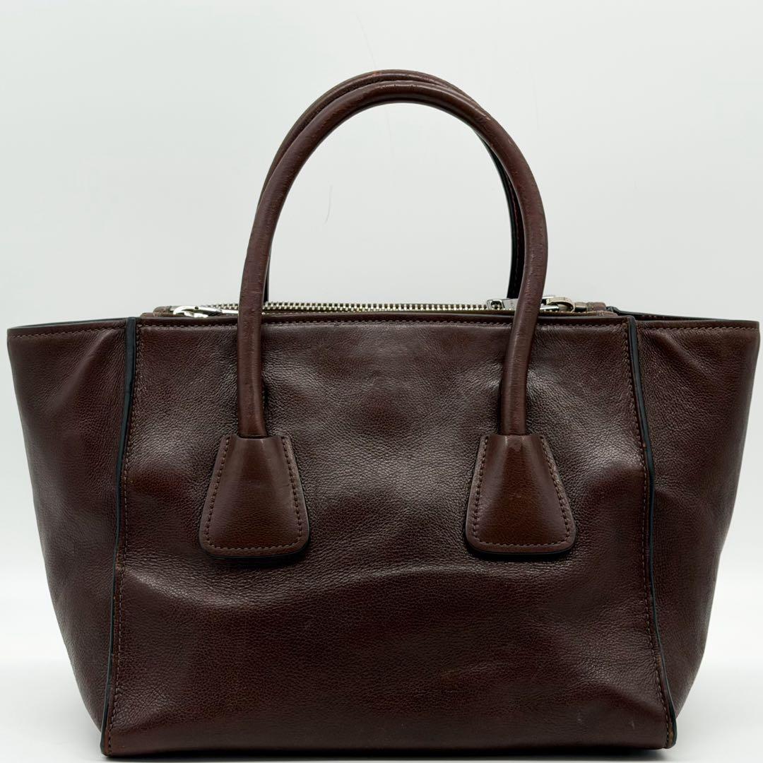 Prada Galleria Leather Handbag 2-Way Brown Triangle — view 3