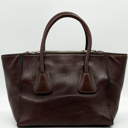Prada Galleria Leather Handbag 2-Way Brown Triangle — view 3