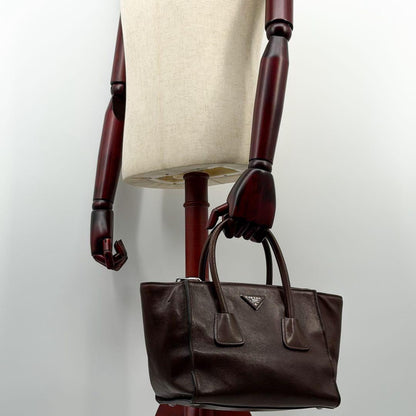 Prada Galleria Leather Handbag 2-Way Brown Triangle — view 4