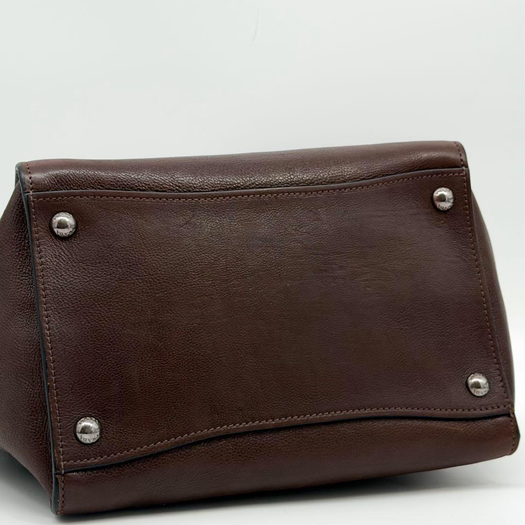 Prada Galleria Leather Handbag 2-Way Brown Triangle — view 8
