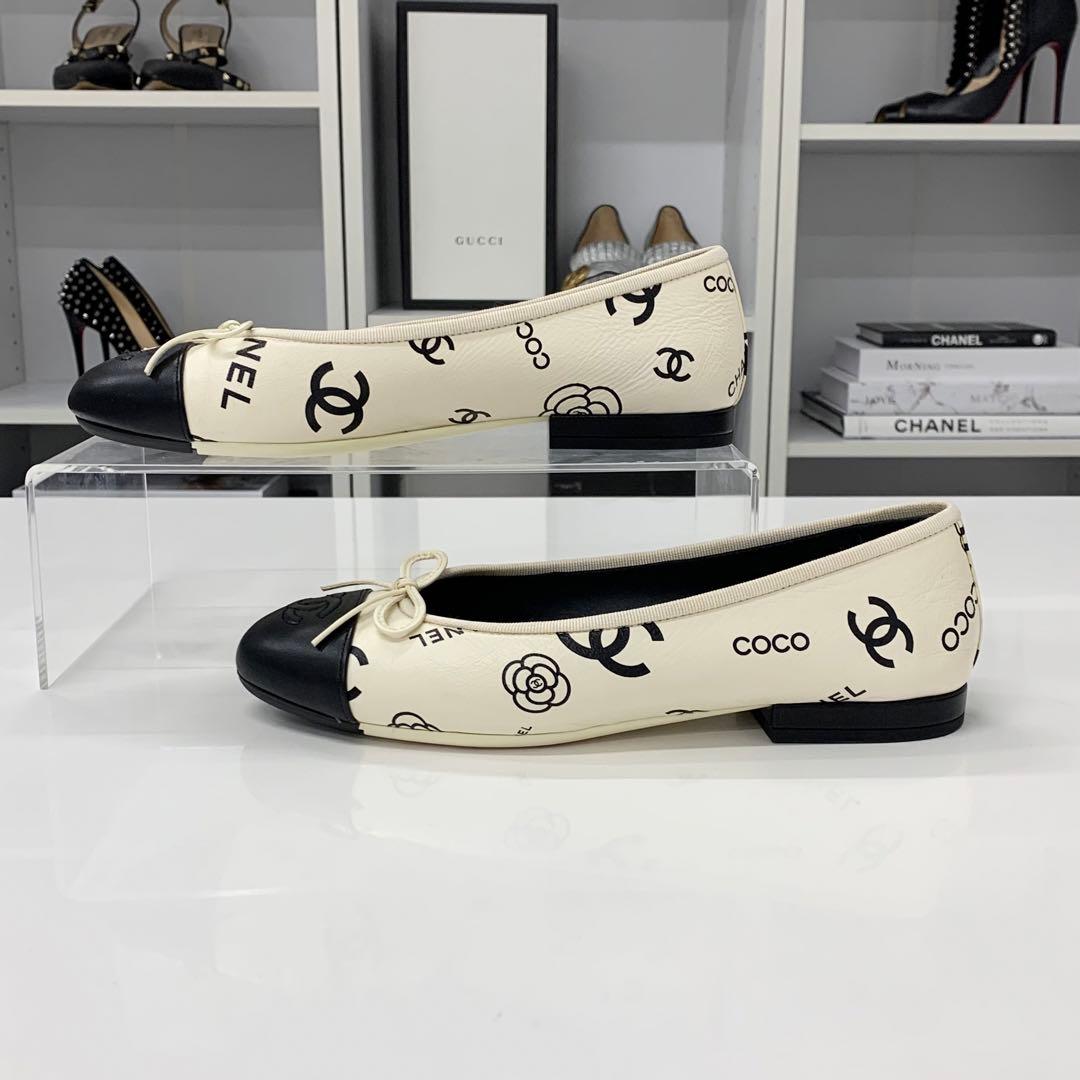 Chanel Ballerina Lambskin CC Logo Camellia Ballet Shoes — view 3