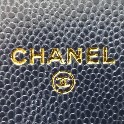 CHANEL Caviar Skin Matelasse Long Wallet Blue