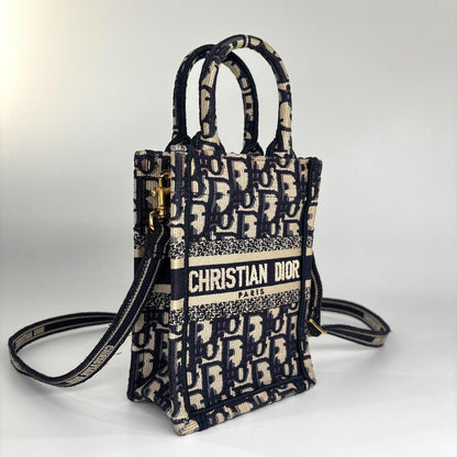 Dior Oblique Book Tote Mini Vertical Shoulder Bag — view 3