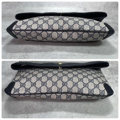 Gucci GG Clutch Navy Beige Logo Leather — view 7