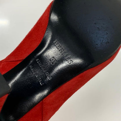 Hermes Jews Kelly Hardware Suede Short Boots Red