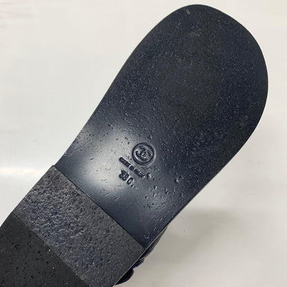 Chanel CC Logo Quilted Leather Velcro Strap Sandals — view 8