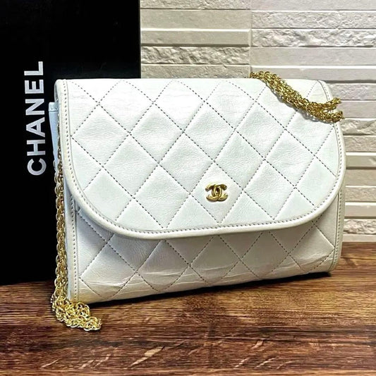 Chanel Mini Matelasse Lambskin Chain Shoulder Bag White