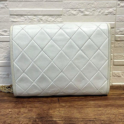 Chanel Mini Matelasse Lambskin Chain Shoulder Bag White