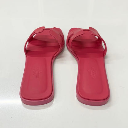 Hermes Oran Leather Sandals Pink — view 5
