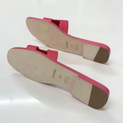 Hermes Oran Leather Sandals Pink — view 6