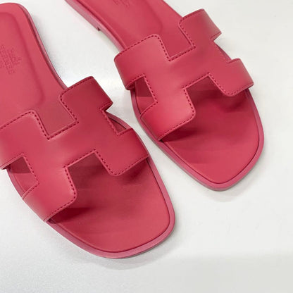 Hermes Oran Leather Sandals Pink — view 9