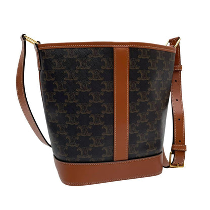 Celine Triomphe Leather Shoulder Bag Small Bucket — view 2