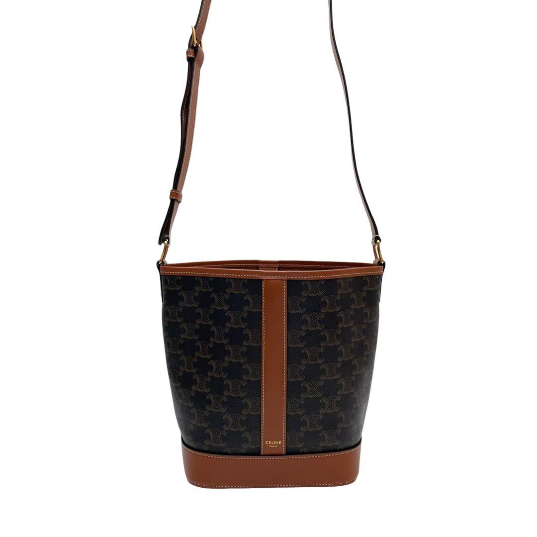 Celine Triomphe Leather Shoulder Bag Small Bucket — view 3