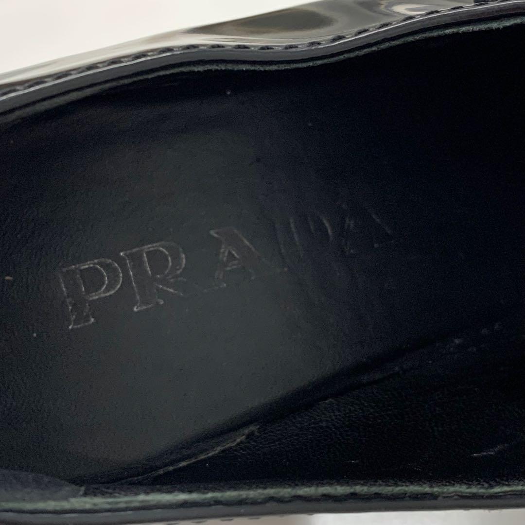 Prada Chocolate Triangle Logo Leather Heels Loafers Black — view 8