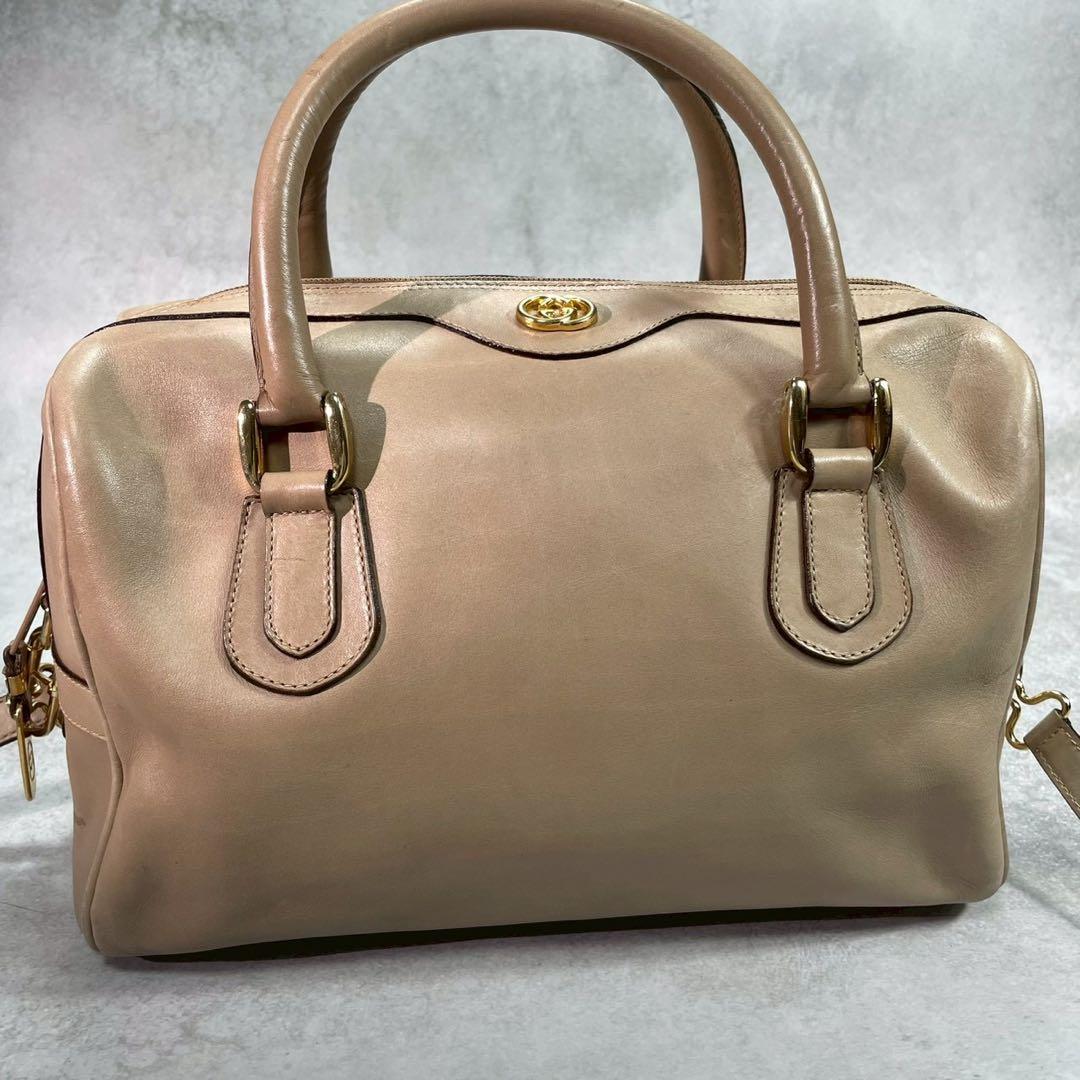 Gucci GG Shoulder Bag 2-Way Beige Logo Leather — view 2
