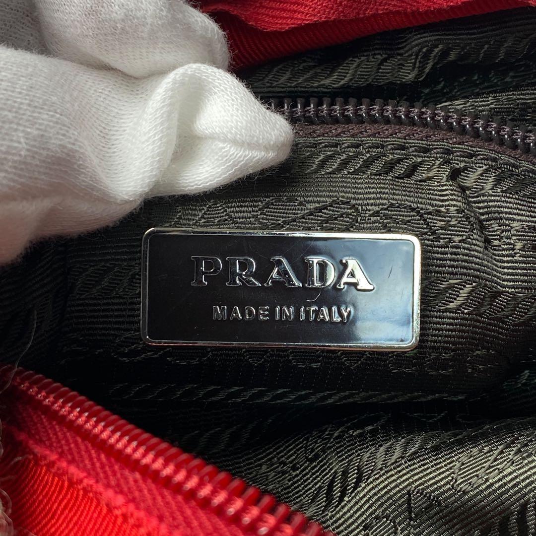 Prada Tweed Leather Handbag Triangle Logo Plate
