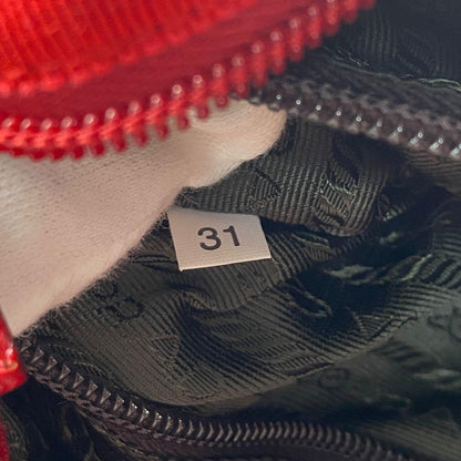 Prada Tweed Leather Handbag Triangle Logo Plate