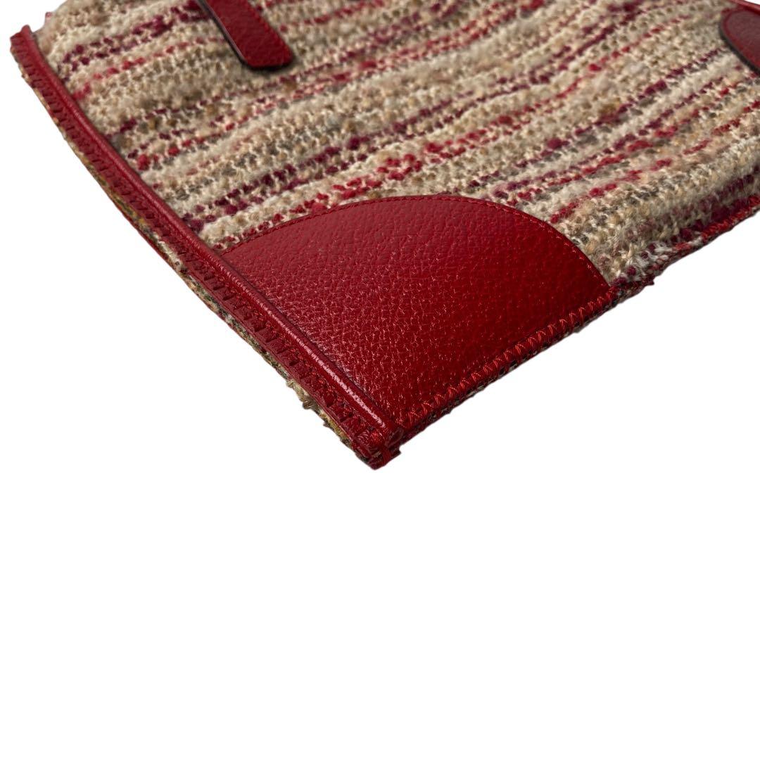 Prada Tweed Leather Handbag Triangle Logo Plate