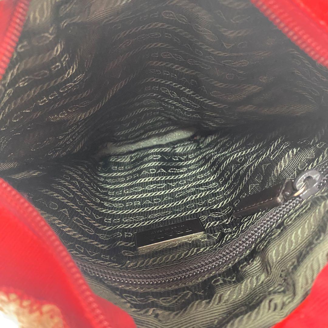 Prada Tweed Leather Handbag Triangle Logo Plate