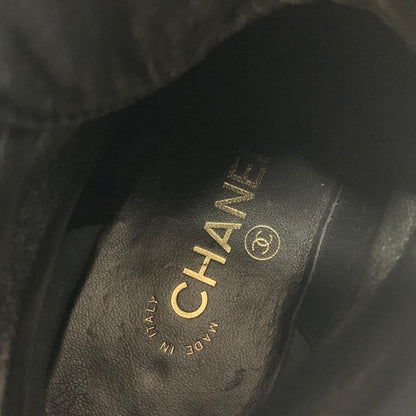 Chanel Cocomark Leather Velor Pearl Lace-up Short Boots