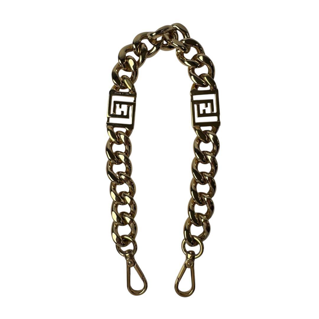 Fendi Metal Chain Gold Strap Necklace — view 2