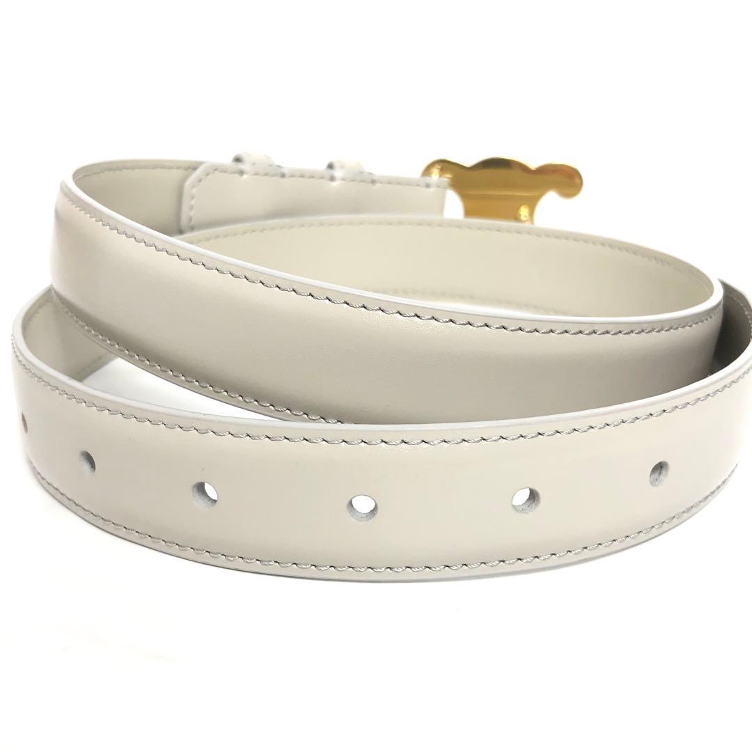 Celine Leather Belt Triomphe Gold Hardware