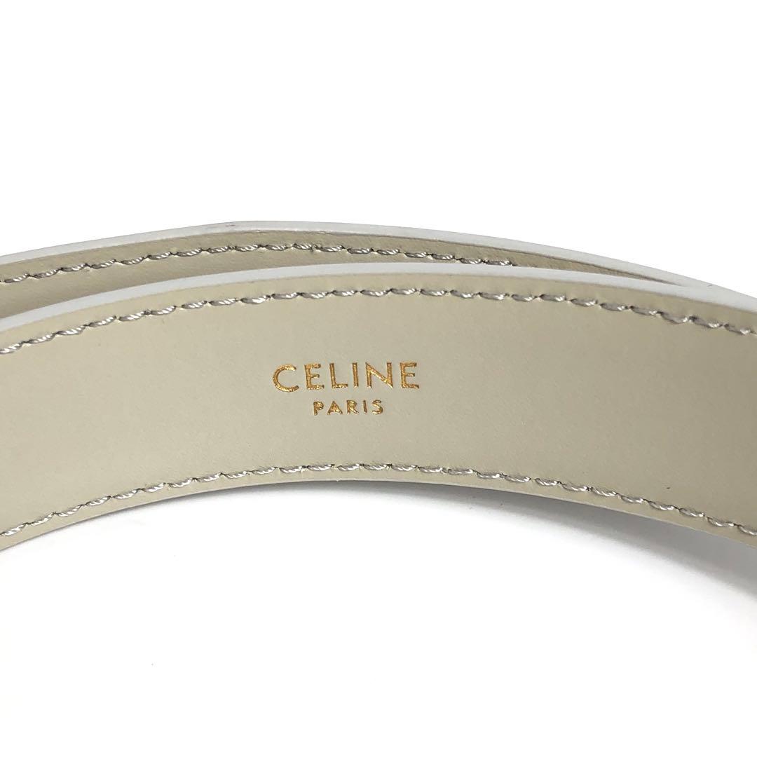 Celine Leather Belt Triomphe Gold Hardware