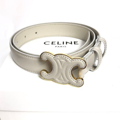 Celine Leather Belt Triomphe Gold Hardware