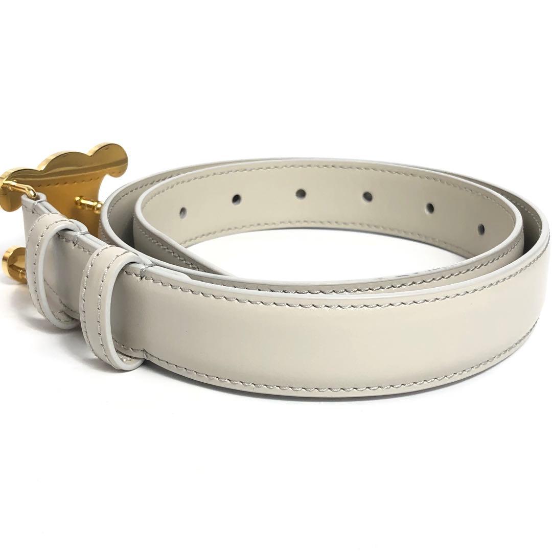 Celine Leather Belt Triomphe Gold Hardware