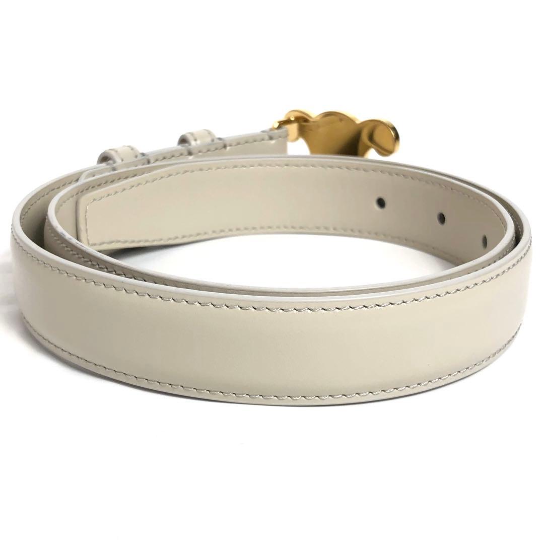 Celine Leather Belt Triomphe Gold Hardware