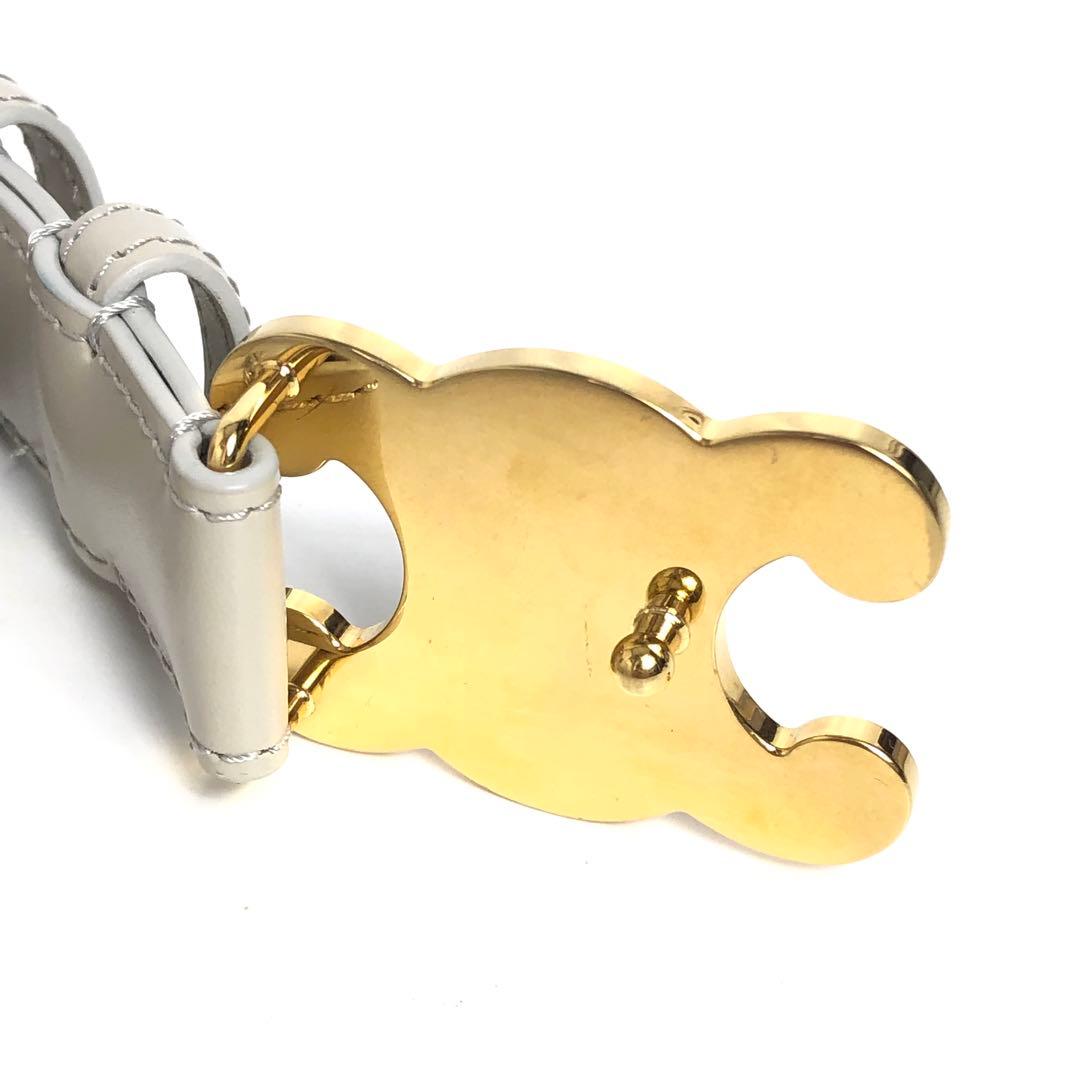 Celine Leather Belt Triomphe Gold Hardware