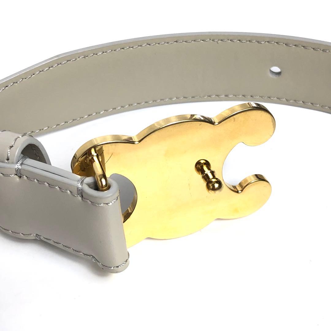 Celine Leather Belt Triomphe Gold Hardware