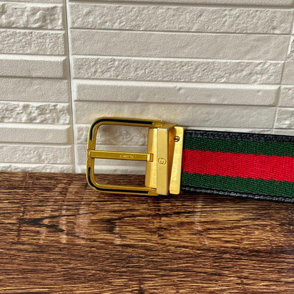 Gucci Sherry Line Canvas Leather Belt Gold Buckle — view 6